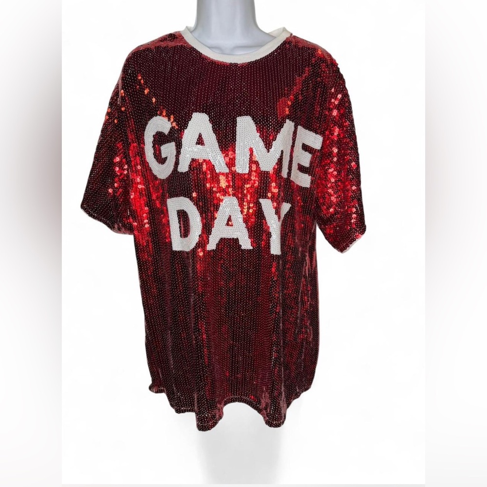 Main Strip Red Sequin Game Day Dress